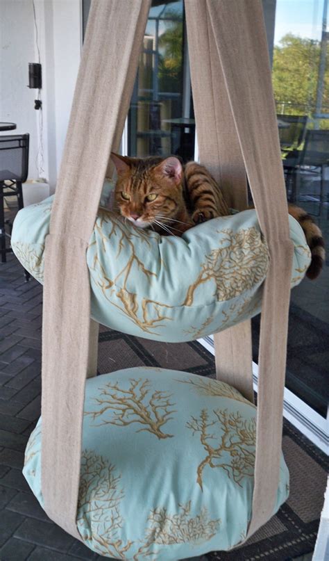 2 Level Hanging Cat Bed Coral Print Kitty Cloud Etsy