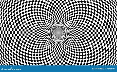 Hypnotic Black And White Checkerboard Spiral Optical Illusion Pattern