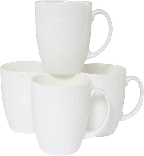 Set Of 4 Plain White Bone China Teacoffee Mugs Uk Home
