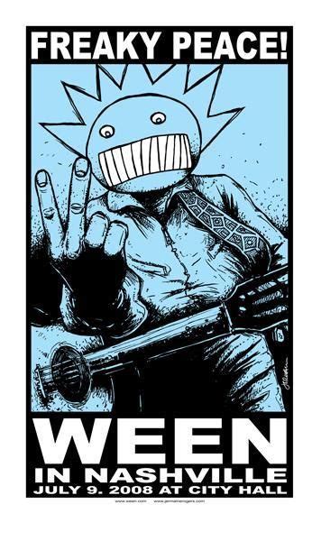 Ween 2008 Tn Concert Poster Art Music Poster Band Posters