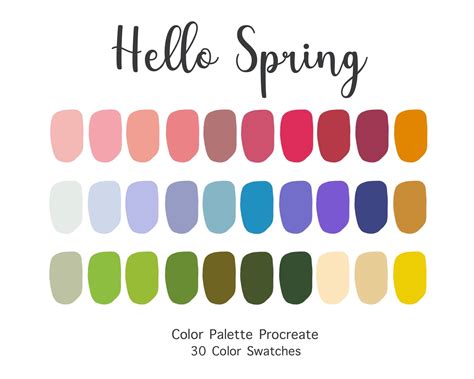 Procreate Color Palette Hello Spring Color Swatches Instant Download