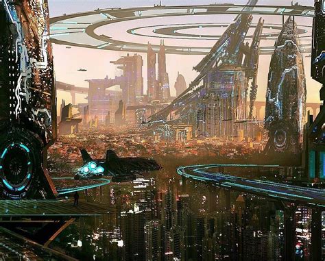 Futuristic City” Artist Richard Dorran Scifi City Cyberpunk City