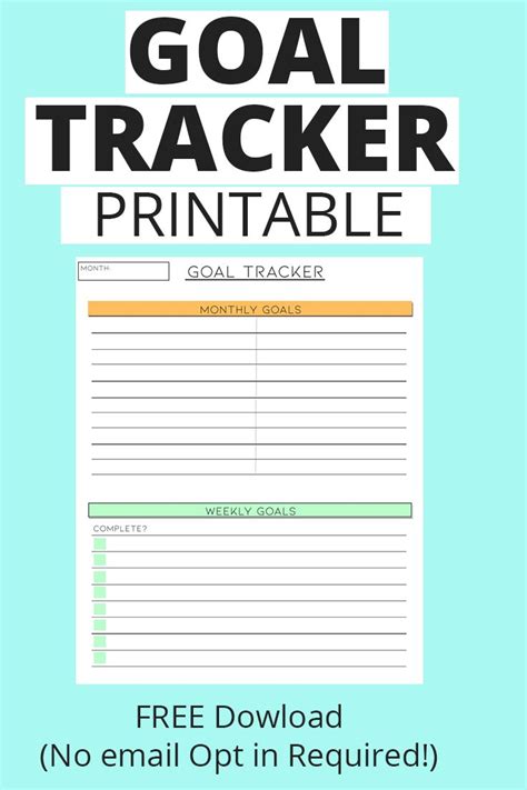 Free Goal Tracker Printable No Email Opt In Required Goal Tracker