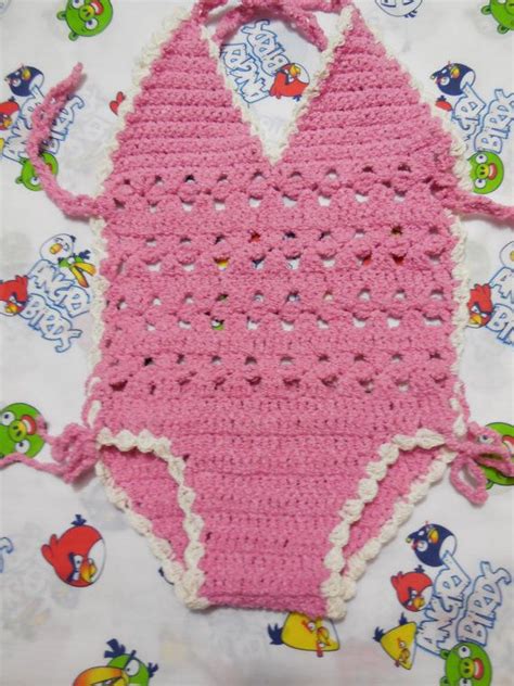 Crochet Baby Girl Swimsuit Monokini For 1 Years Old In Pink Etsy In