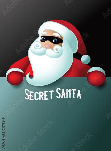 Secret Santa Invitation Background Template With Cartoon Santa Claus