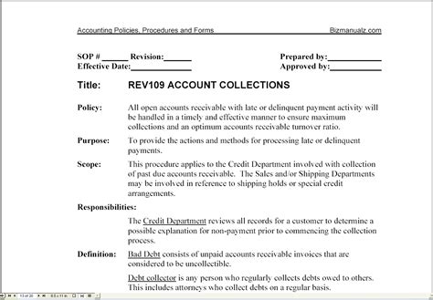 Accounting Policies And Procedures Template Free Free Printable Templates