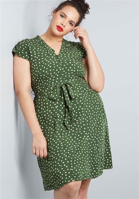 Plus Size Dresses For Women Green Plus Size Green Polka Dot Dress
