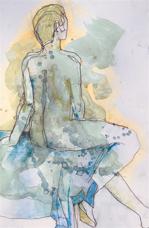Original Watercolour Drawing Nude Woman Etsy