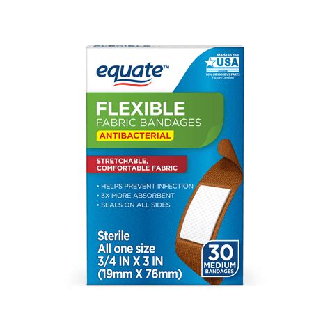 Equate Antibacterial Flexible Fabric Bandages Medium 30 Count