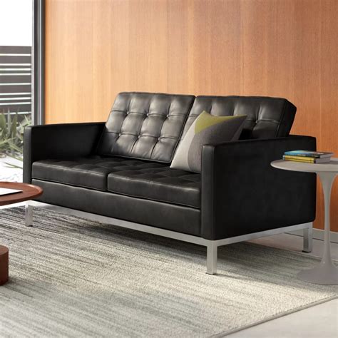 Davy Leather Loveseat And Reviews Allmodern Sofas For Small Spaces