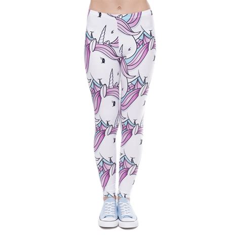 Cute Unicorns Legging New Fashion Women Leggings 3d Digital Printed Trousers Pink White Slim