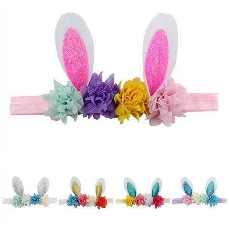 Kids Easter Headband Flower Rabbit Ear Headband Bunny Sequin Bow Floral