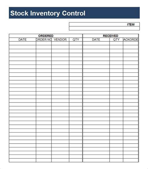 Inventory Control Sheet Templates Free Xlsx Docs Pdf