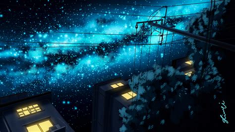 Anime Night Sky Wallpaper Hd
