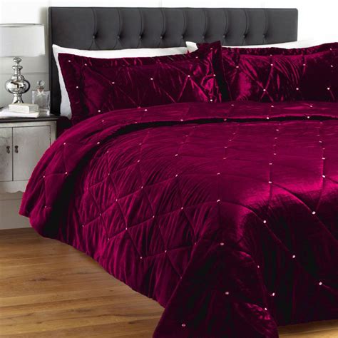 5 Pc King Cal King Magenta Crystal Quilted Velvet Bedspread Set