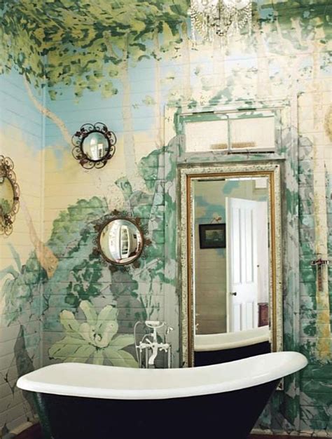 Painted Garden Mural Bathroom Interiors By Color
