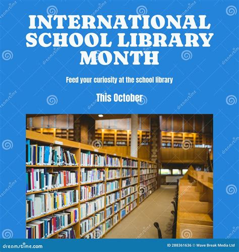 Composite of this October, International School Library Month Text and