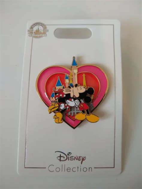 Disney Mickey Minnie Kissing Valentine Cinderella Castle Heart Pin New