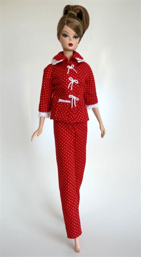 Barbie Pajamas In Red And White Polka Dots By Chicbarbiedesigns 1499 Vintage Barbie Clothes