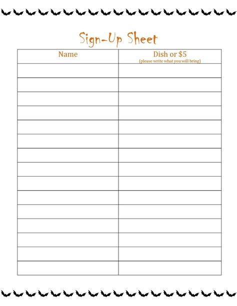 025 Potluck Sign Up Sheet Template Excel Ideas Surprising Throughout