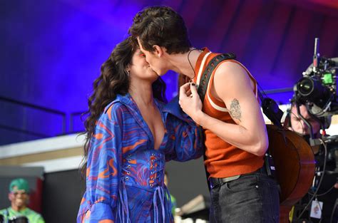 camila cabello shawn mendes kiss on global citizen 2021 stage billboard