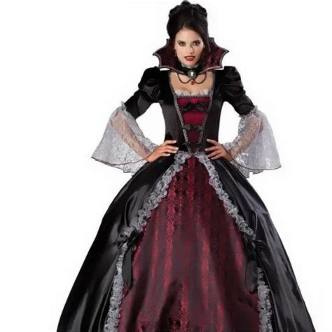 New Queen Of The Vampires Costume Adult Halloween Costumes For Women Sexy Cosplay Black Gothic