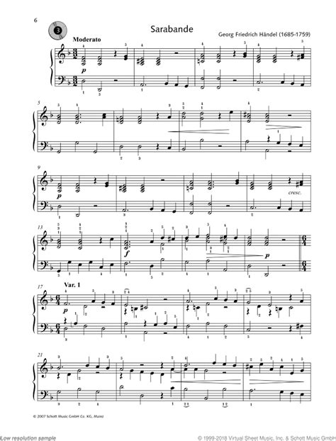 Handel Sarabande From Suite In D Minor Hwv Original Version Jazzy Arrangement Sheet
