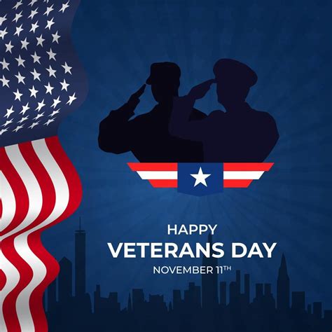 Happy Veterans Day November 11th With A Us Flag Illustration On