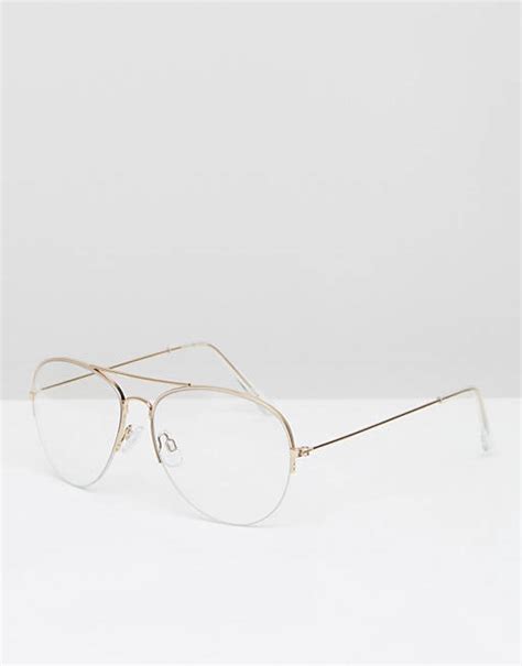 pieces clear lens aviator glasses asos