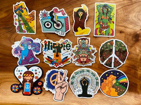 Trippy Hippie Sticker Pack Hippie Stickers Boho Stickers Etsy