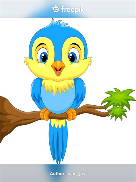 Lindo Pájaro Azul En Una Rama De árbol V Premium Vector Freepik