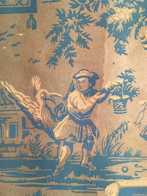France 18th Century Wallpaper With Landscape Scenes In Turquoise Color