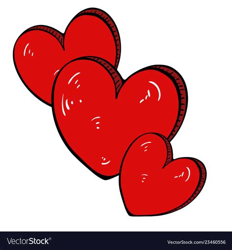 Red Heart Free Drawing Cartoon Valentines Day Vector Image
