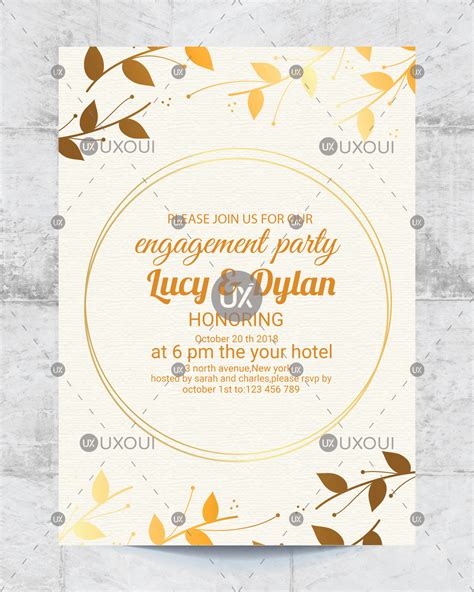 Floral Wedding Engagement Party Invitation Card Design Template Vector