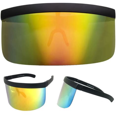 extra large oversized huge mono mirrored lens futuristic visor shield sunglasses ebay