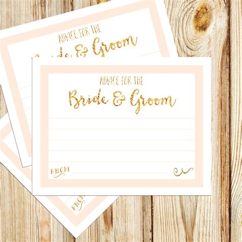 Advice For The Bride And Groom Printable Cards Digital File Etsy