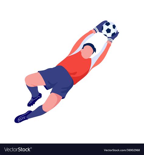 Goalkeeper Soccer Football Sport Player Catches A Vector Image