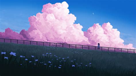 Clouds Anime Scenery Art 4k 6000b Wallpaper Pc Desktop