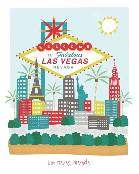 Las Vegas Nevada 8x10 City Art Illustration Wall Decor Etsy City