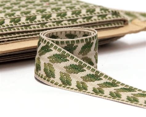 Green Vintage Trim By The Yard Upholstery Trim Woven Trim Etsy
