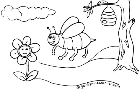 Gambar Mewarnai Buku Mewarnai Lebah Cara Menggambar