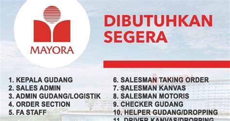 Temukan info lowongan pekerjaan menarik dan terbaru mei 2021 di malang hanya di jobs.id. 11 Posisi Lowongan Kerja PT MAYORA (Penempatan Malang ...