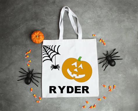 Halloween Trick Or Treat Bag Personalized Halloween Tote Etsy
