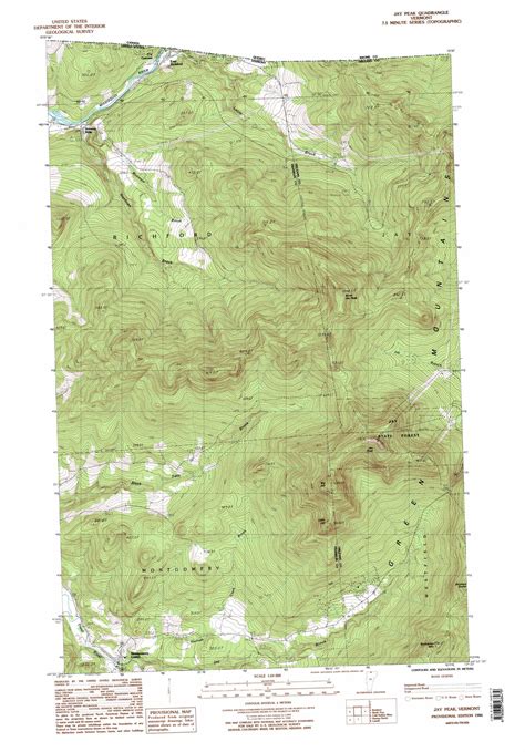 Jay Peak Topographic Map 124000 Scale Vermont