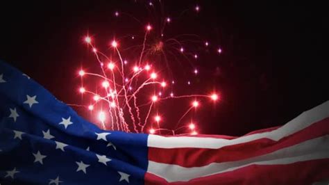 Animated American Flag With Fireworks