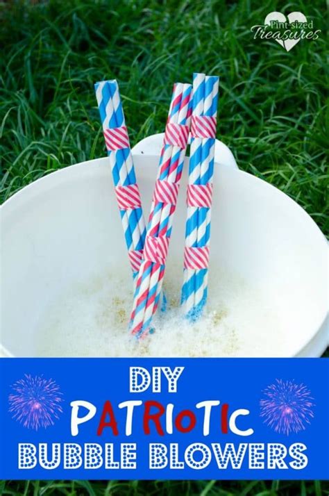 Patriotic Craft Paper Straw Bubble Blowers · Pint Sized Treasures