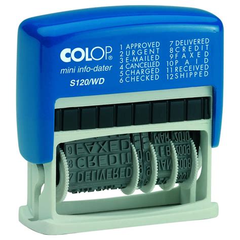 Colop Date Self Inking Stamp With Blue And Red Ink Winc