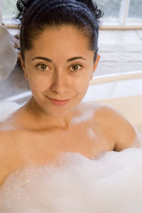 Woman Taking Bubble Bath Stock Image Image Of Indoor