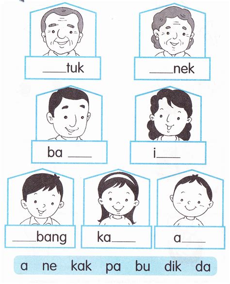 Latihan Lembaran Kerja Prasekolah Tema Keluarga Saya Bahasa Malaysia