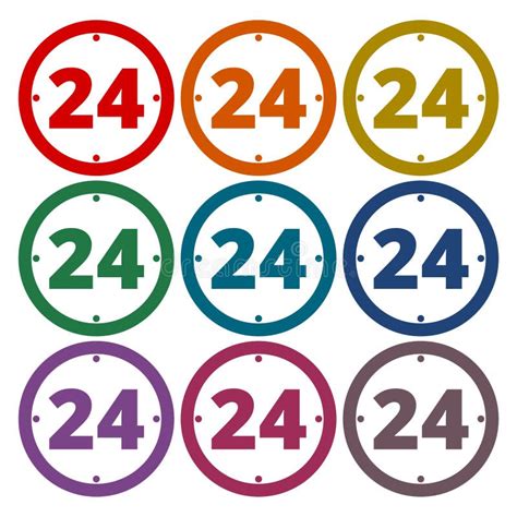 Open 24 Hours Icons Set Stock Vector Illustration Of Numeral 119413778
